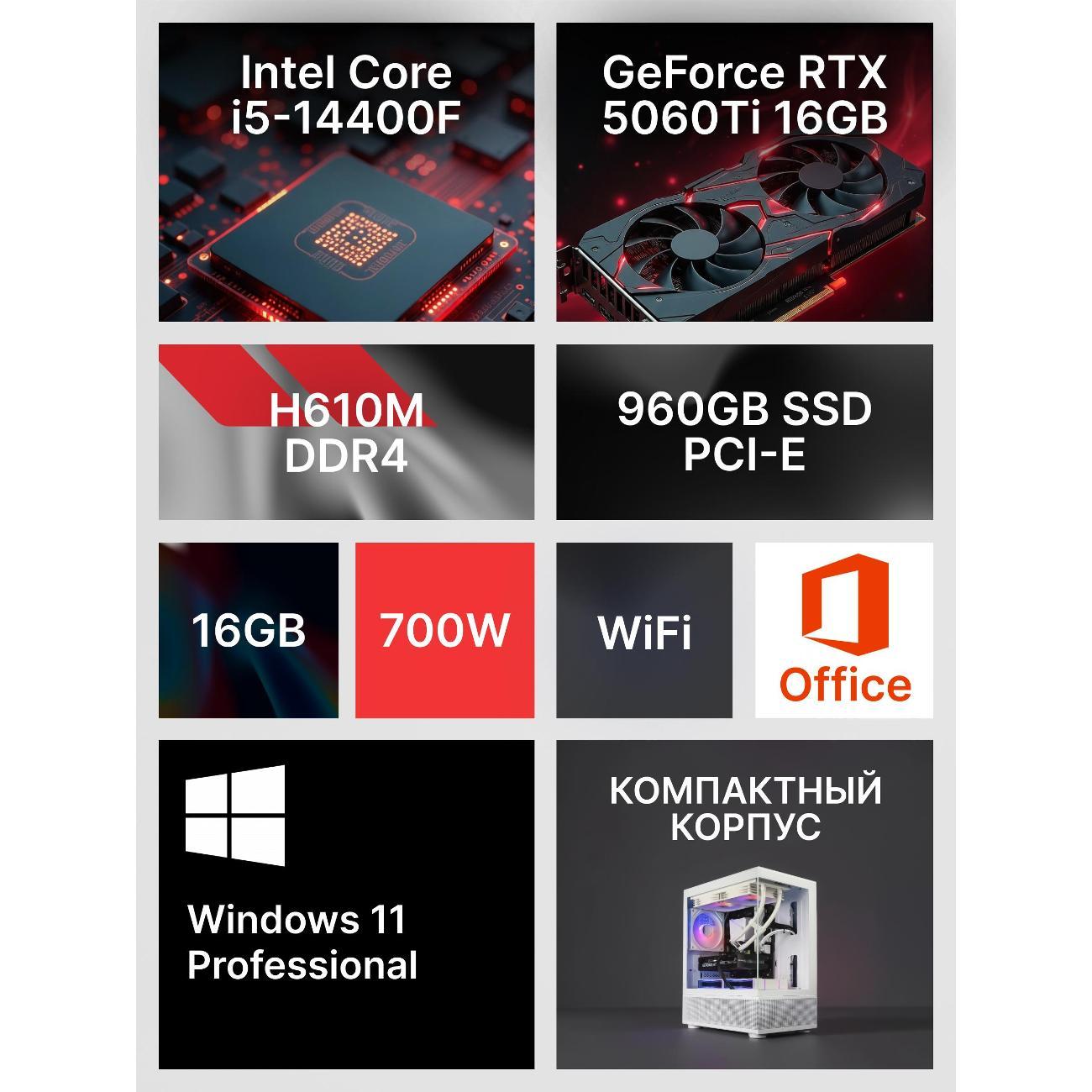 Системный блок игровой Robotcomp M-16 3.0 V3 Aqua White Mini