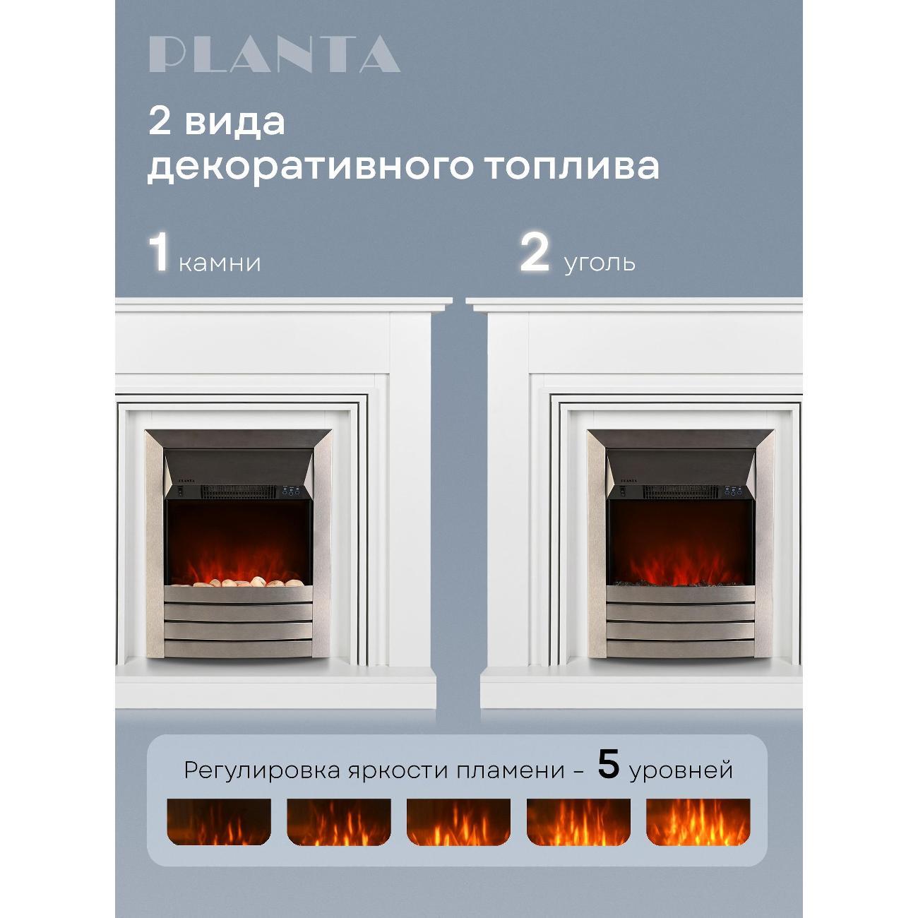 Тумба с камином Planta PORT075W-FS600S белый