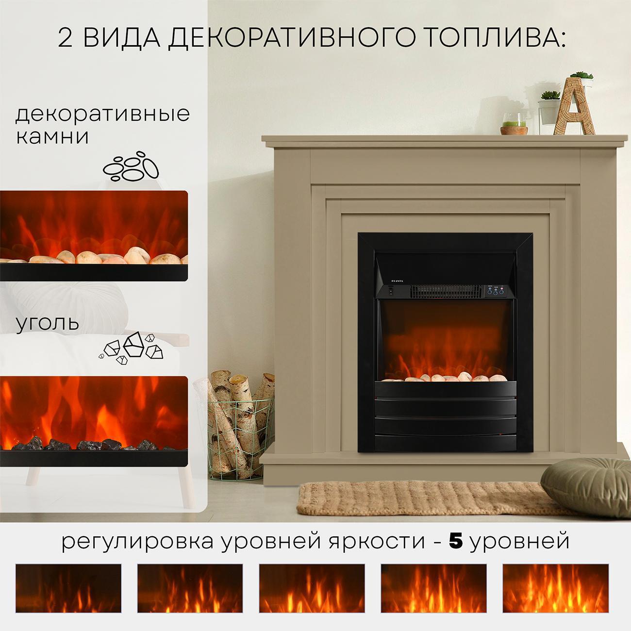 Тумба с камином Planta PORT011W-FS600B белый