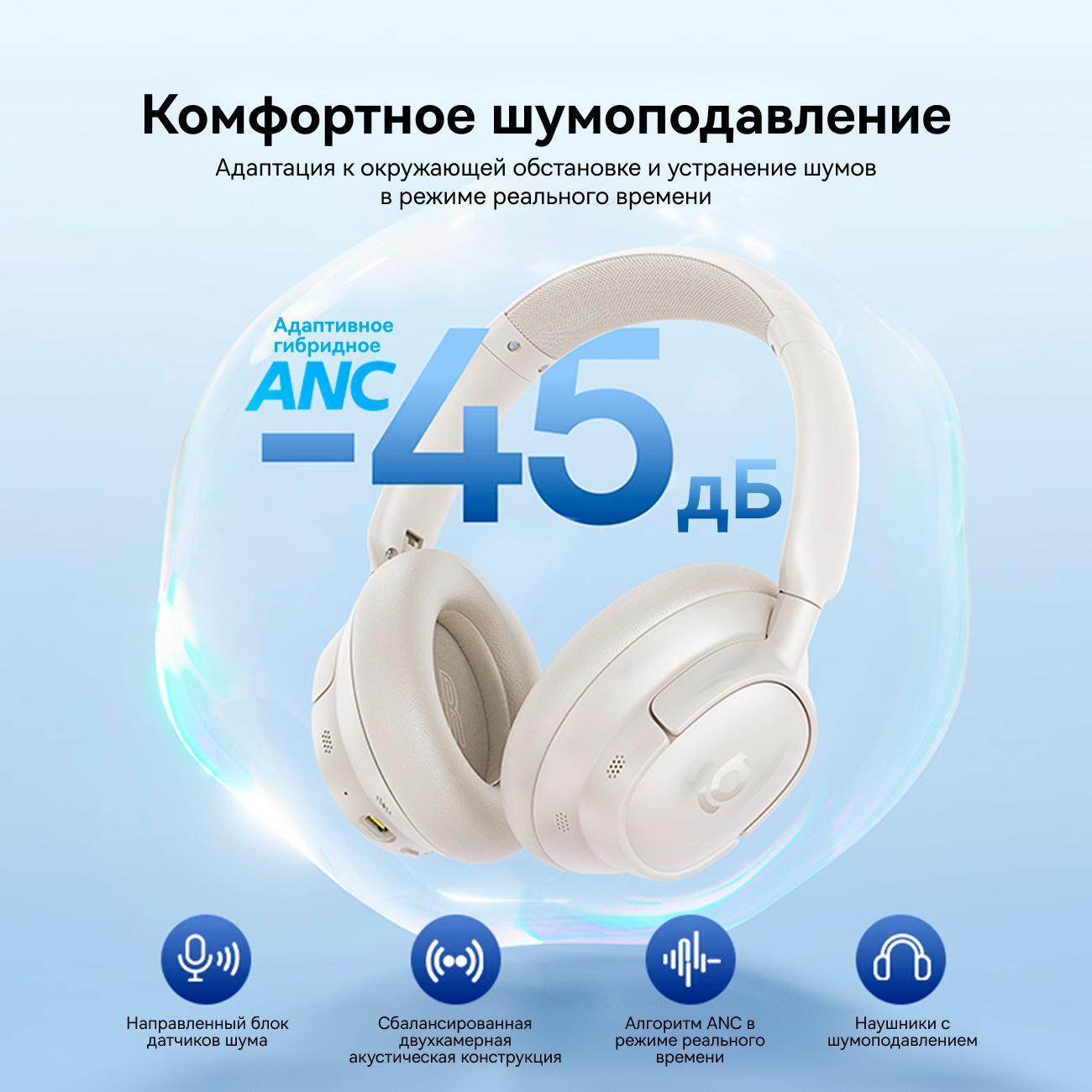 Наушники накладные Bluetooth Baseus Bass BH1 NC белые