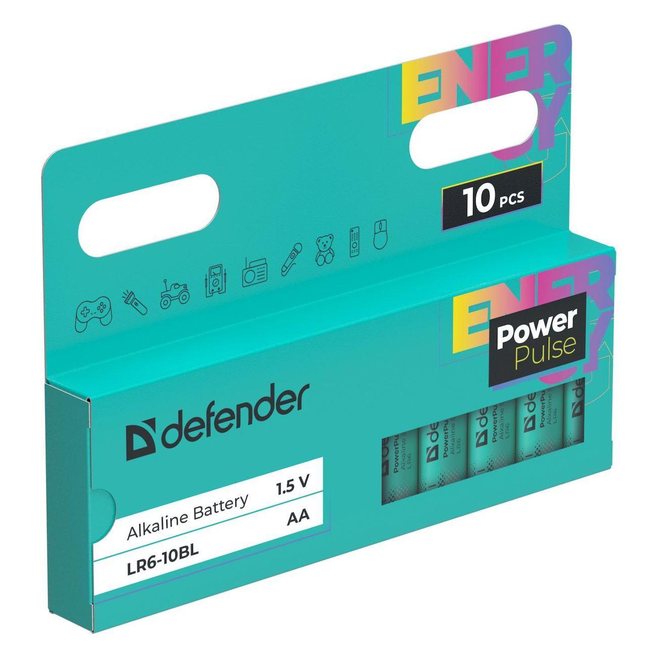 Батарея Defender LR6-10BL АА,блистер,10 шт., PowerPulse фото