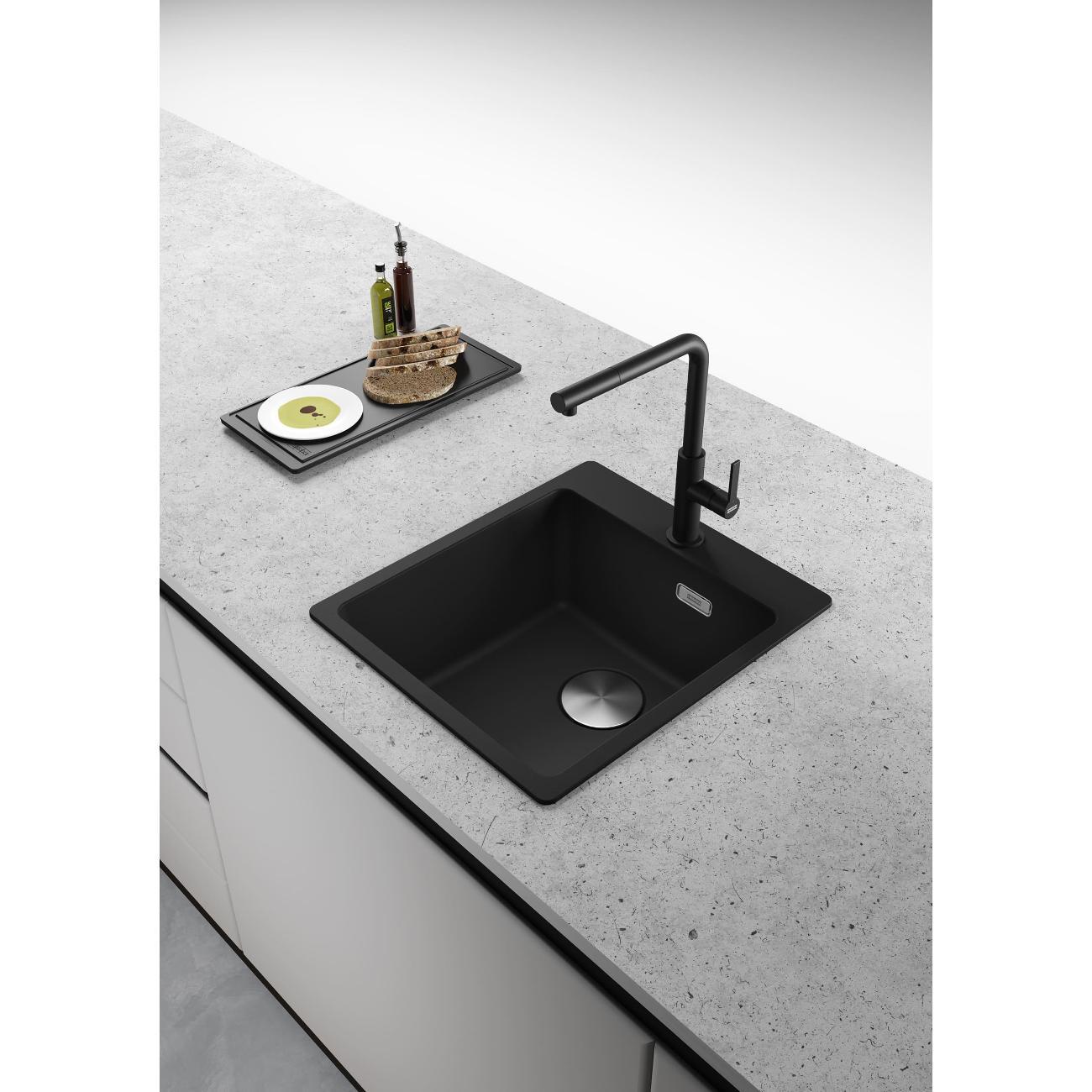 Мойка кухонная Franke MRG 610-39 FTL черная матовая стоп-вентиль