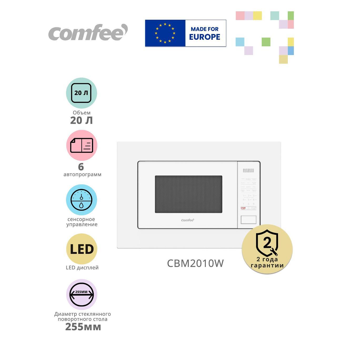 Встраиваемая микроволновая печь Comfee CBM2010W фото