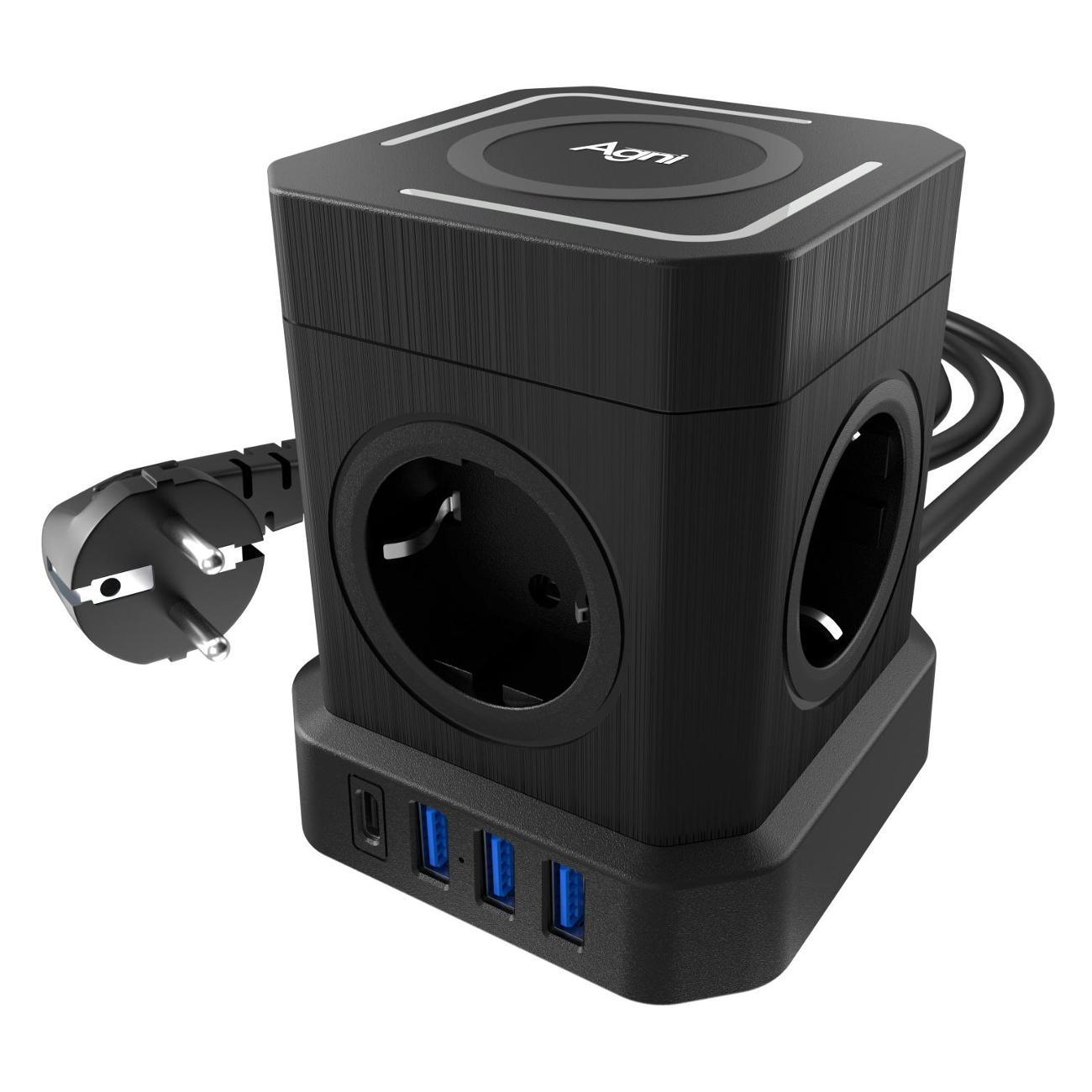 Сетевой фильтр AGNI TP-VE4U5E-C-W-5m-black фото