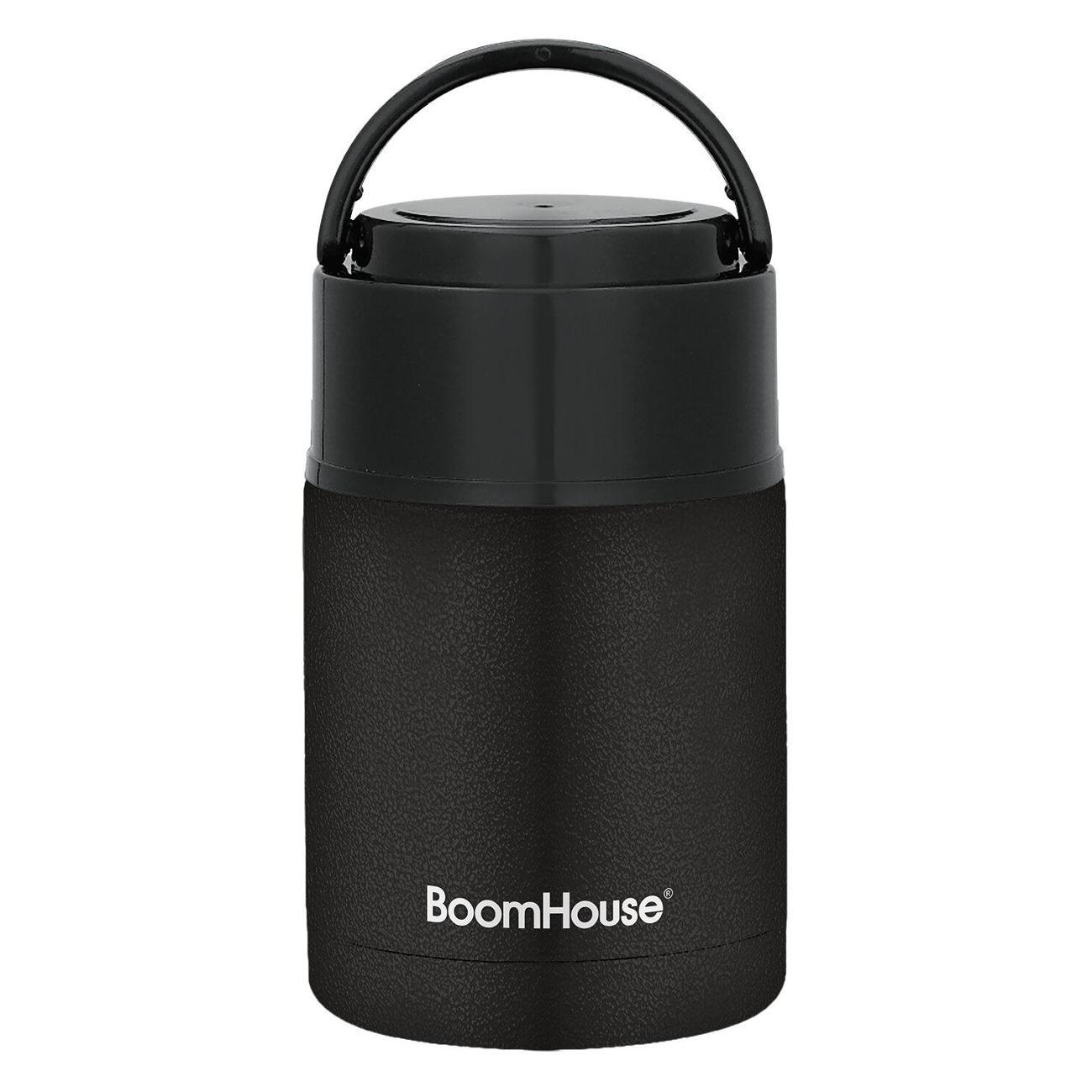 Термос BoomHouse LUNCH с широким горлом, 1л + тарелка черный