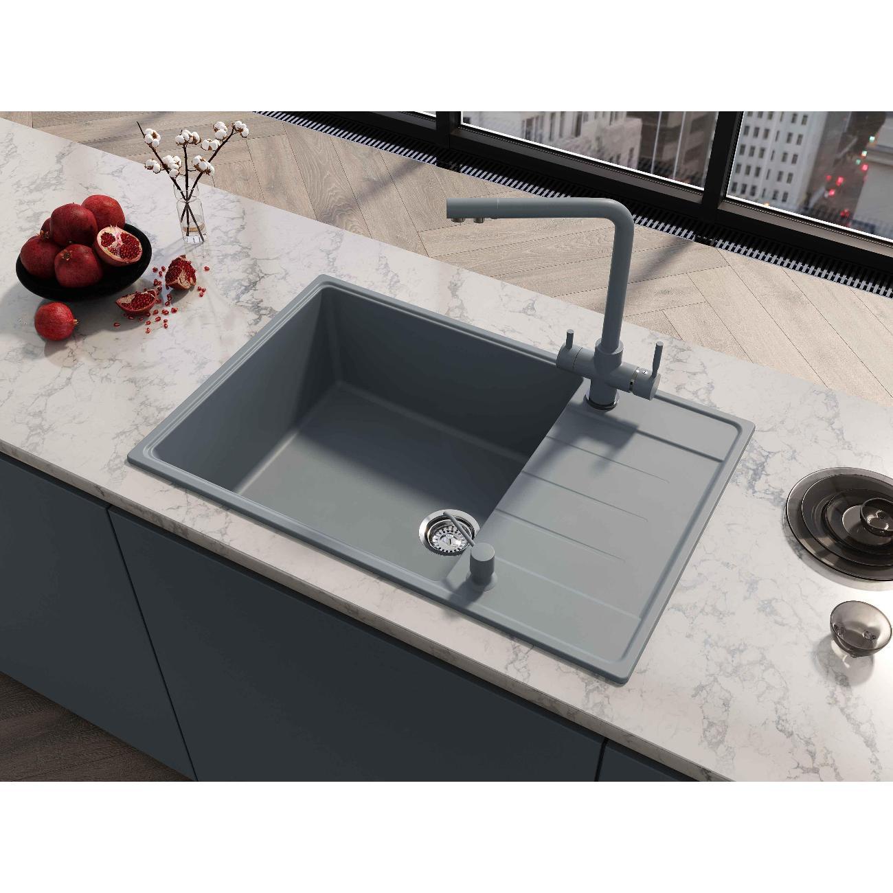 Раковина для кухни GRANDEX AQUA TOPLINE 76F Gr