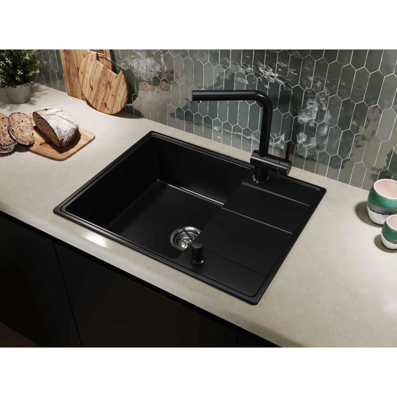 Раковина для кухни GRANDEX AQUA TOPLINE 65F Bl фото