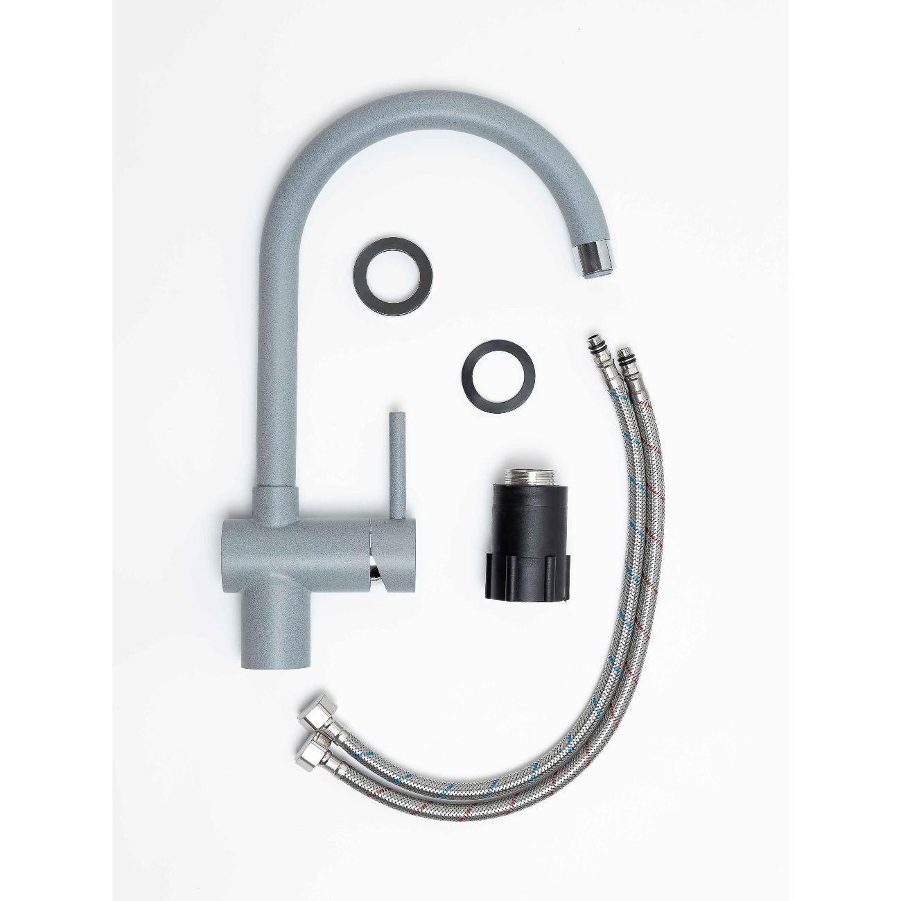 Смеситель GRANDEX AQUA BASIC-C серый фото