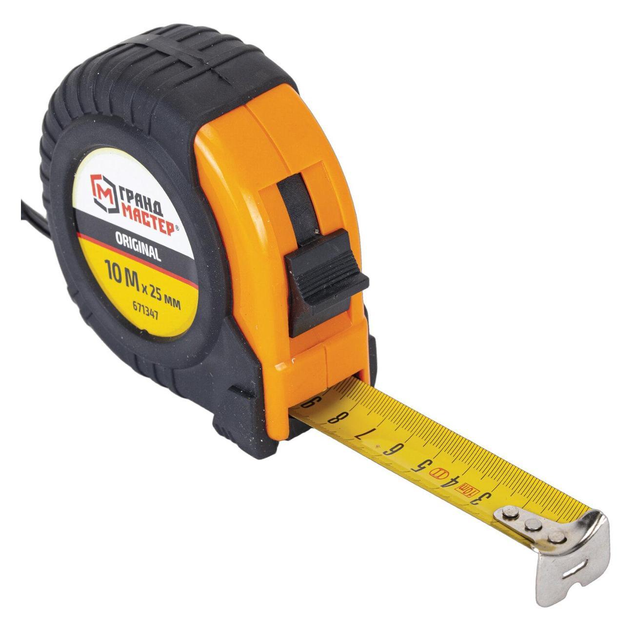 Рулетка измерительная Грандмастер 10мх25мм обрезиненная