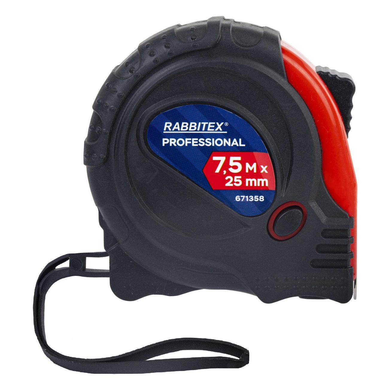 Рулетка измерительная RABBITEX 7,5мх25мм обрезиненная ударопроч 3 фиксац