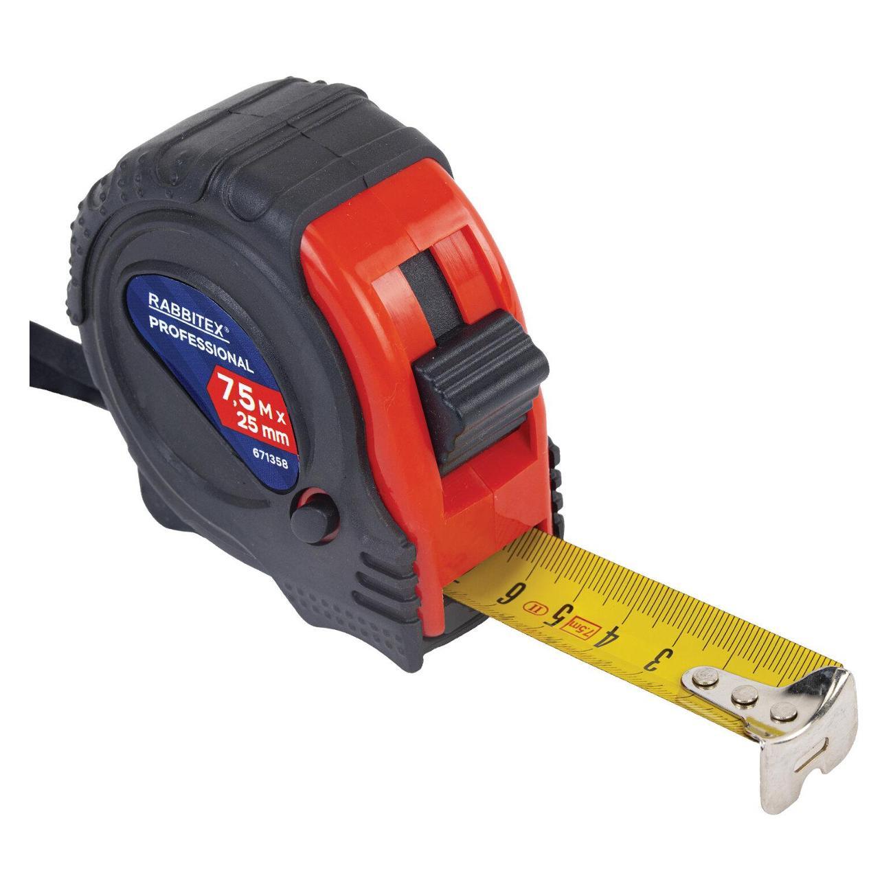 Рулетка измерительная RABBITEX 7,5мх25мм обрезиненная ударопроч 3 фиксац