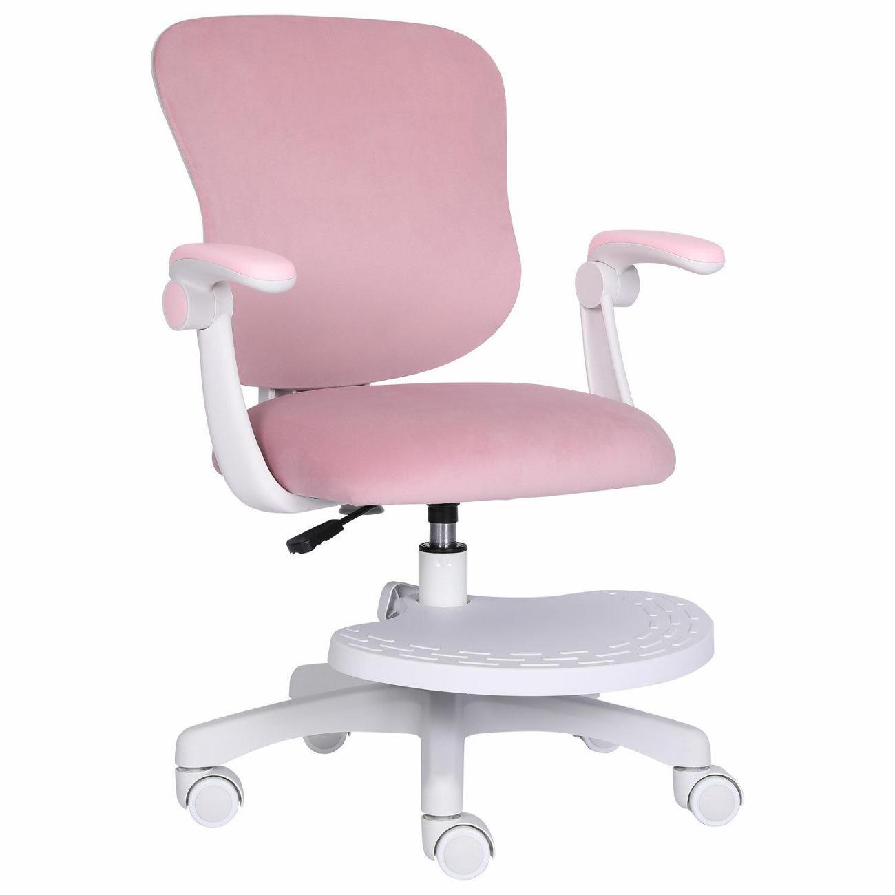 Кресло детское Brabix Sky, подставка д/ног велюр, розовое