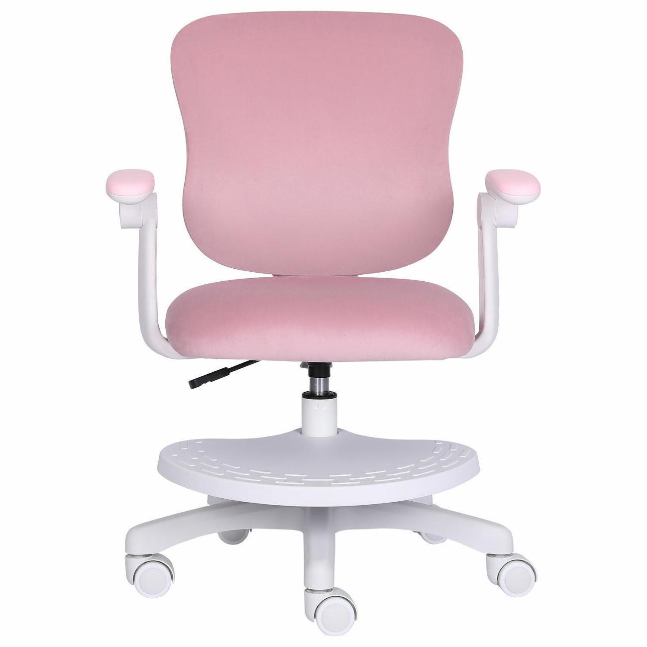 Кресло детское Brabix Sky, подставка д/ног велюр, розовое