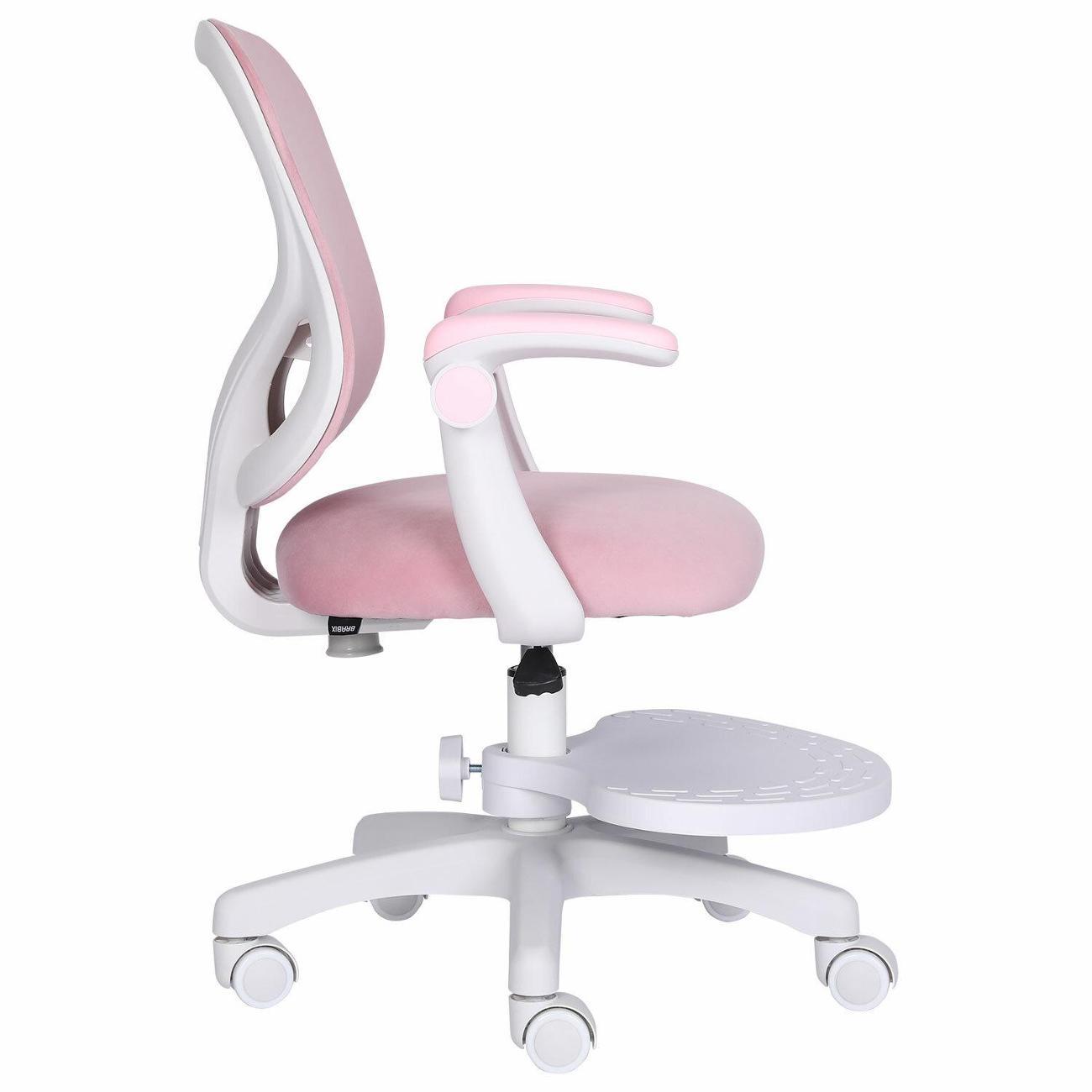 Кресло детское Brabix Sky, подставка д/ног велюр, розовое