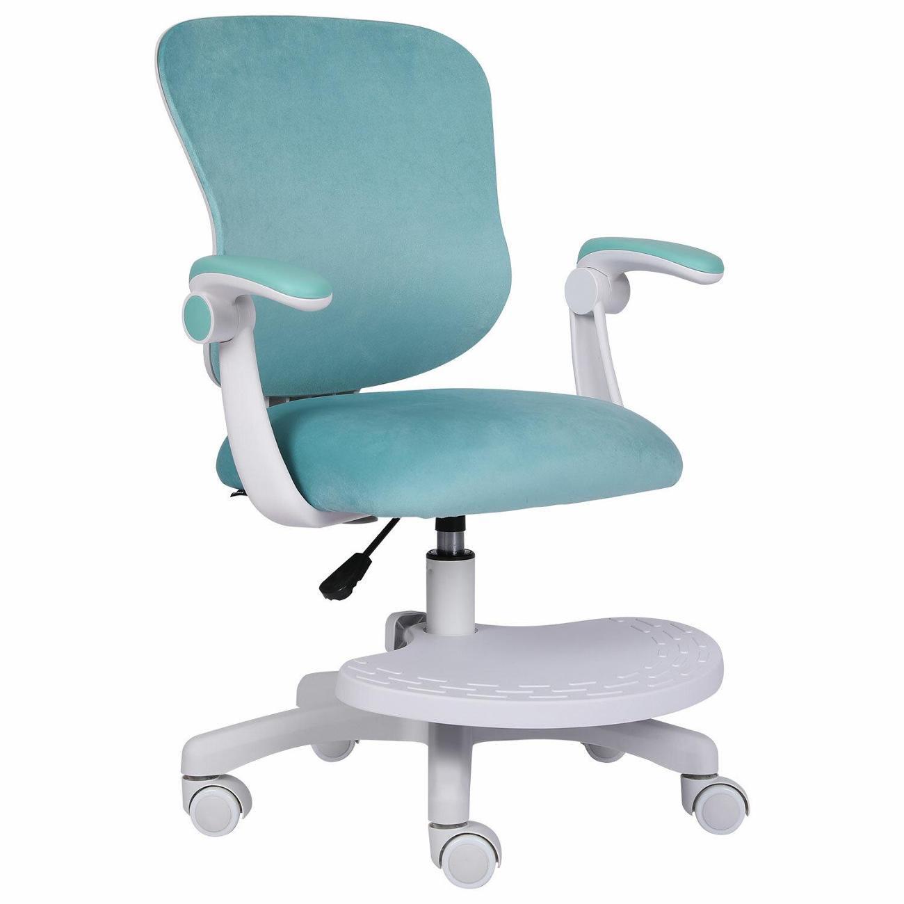 Кресло детское Brabix Sky, подставка д/ног велюр, голубое