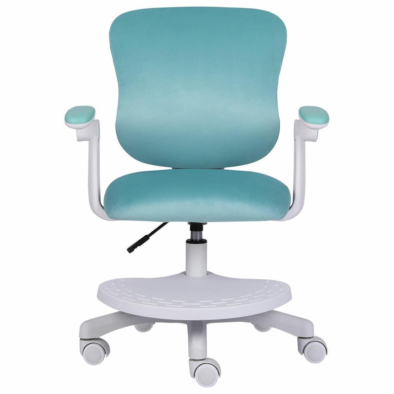 Кресло детское Brabix Sky, подставка д/ног велюр, голубое