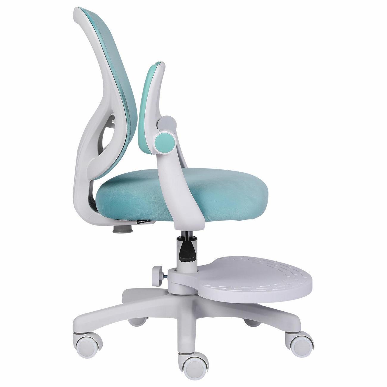 Кресло детское Brabix Sky, подставка д/ног велюр, голубое