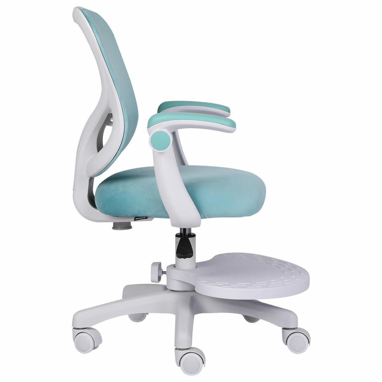 Кресло детское Brabix Sky, подставка д/ног велюр, голубое