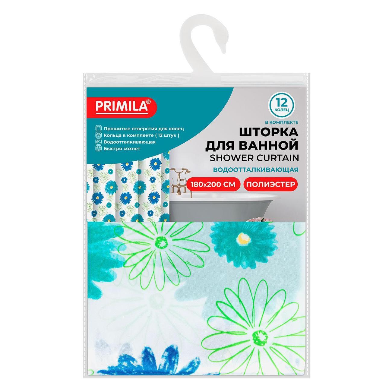 Штора для ванной PRIMILA Полиэстер 180х200см цветы