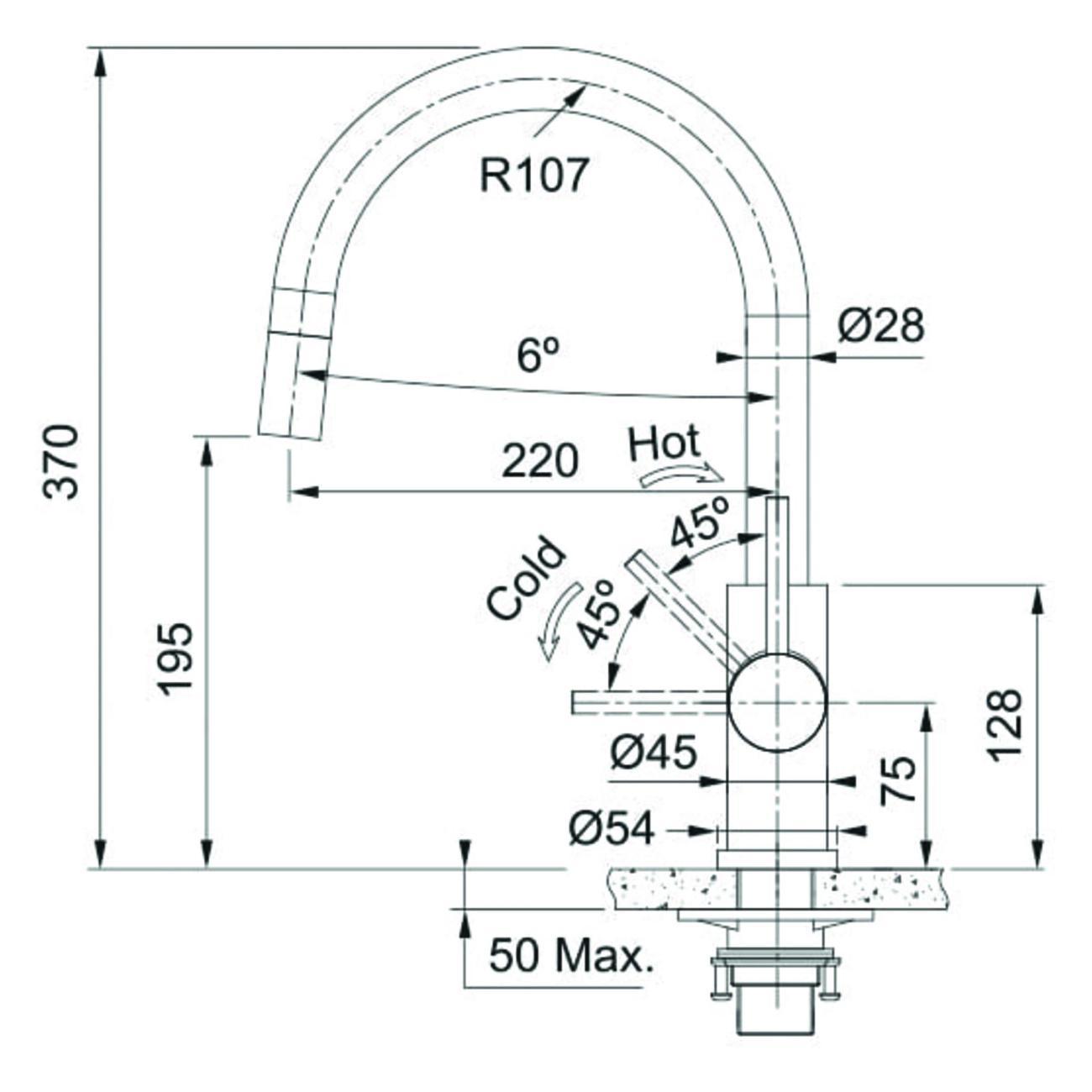 Смеситель Franke Smart Glenda с выдвижным шлангом, нержавеющая ст