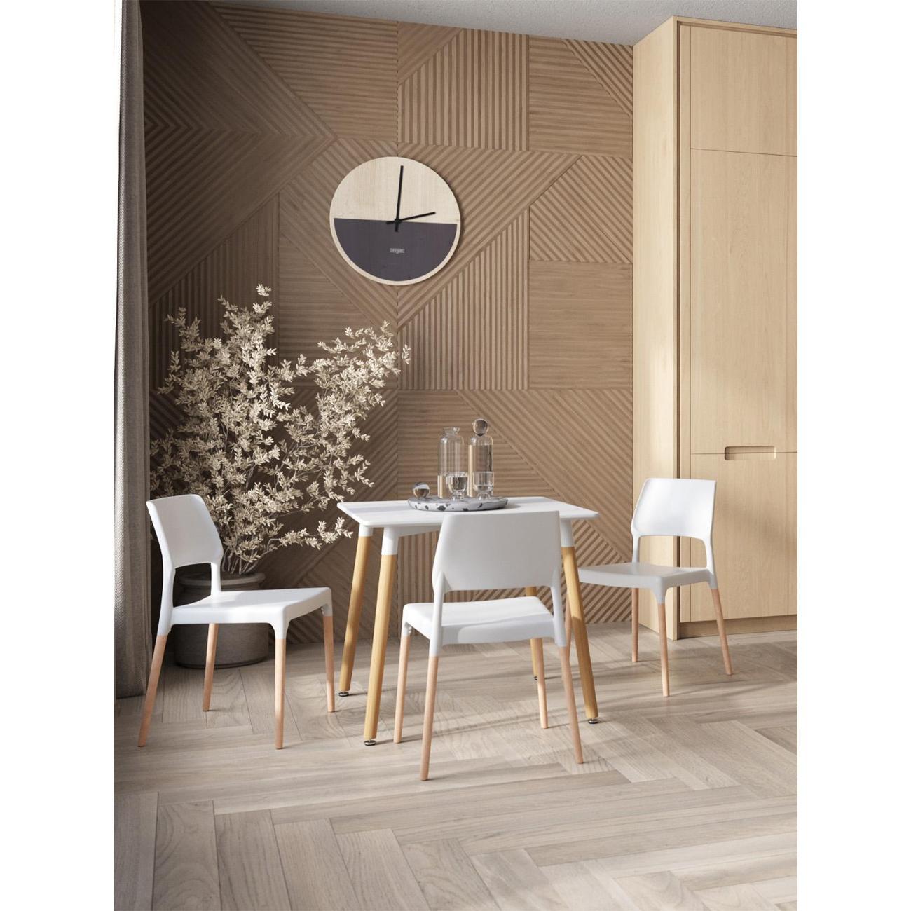 Стол обеденный Stool Group квадратный Oslo Square 80-80, белый на дер. ножках