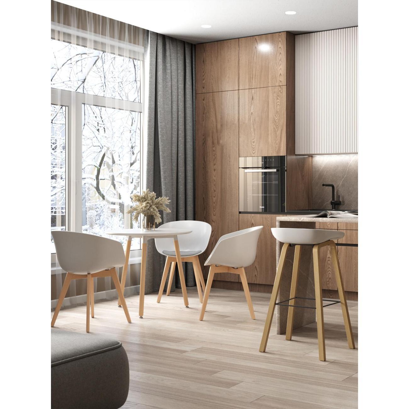 Стол обеденный Stool Group круглый DST OSLO 80*80 белый на деревянных ножках