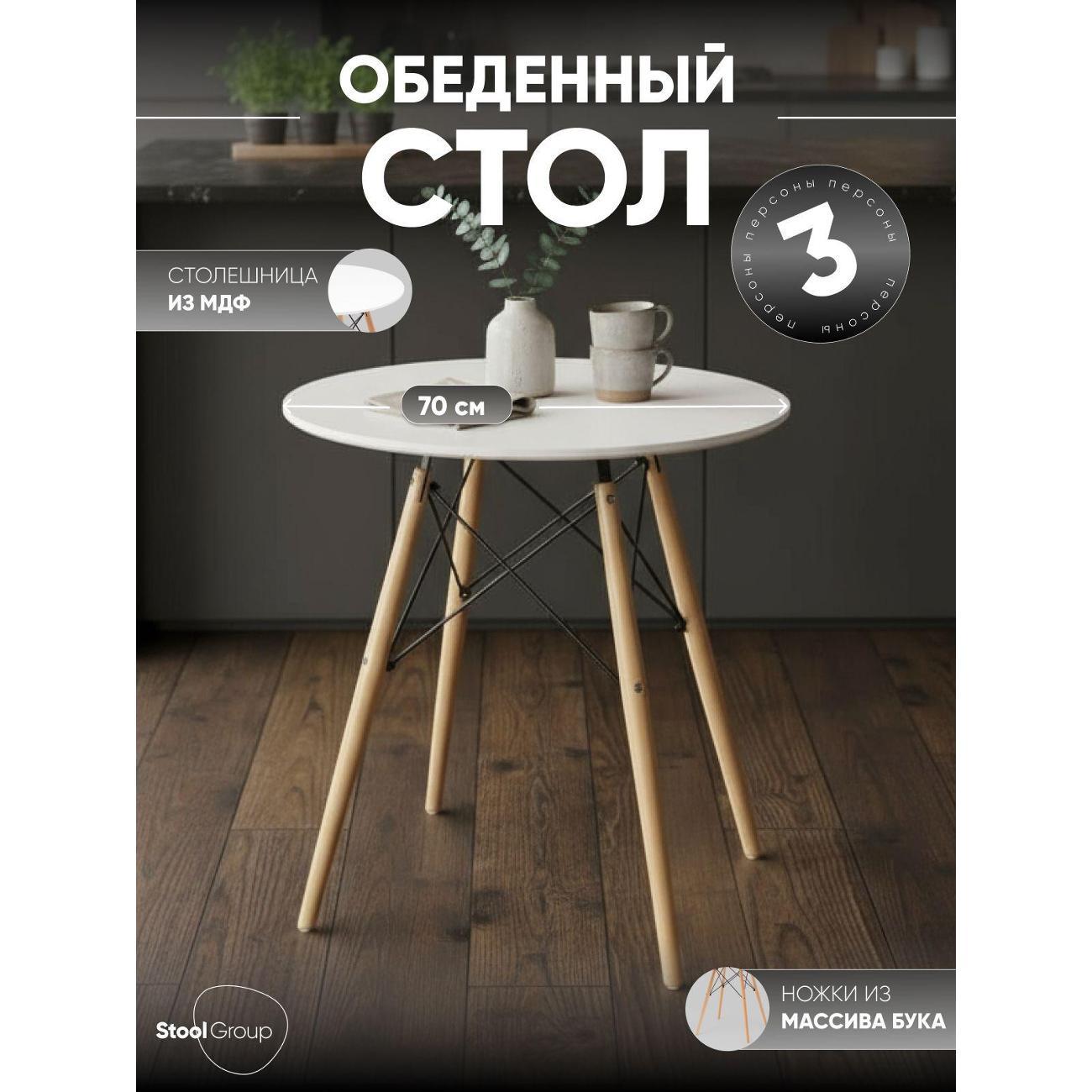 Стол обеденный Stool Group круглый EAMES DSW NEW D70, белый