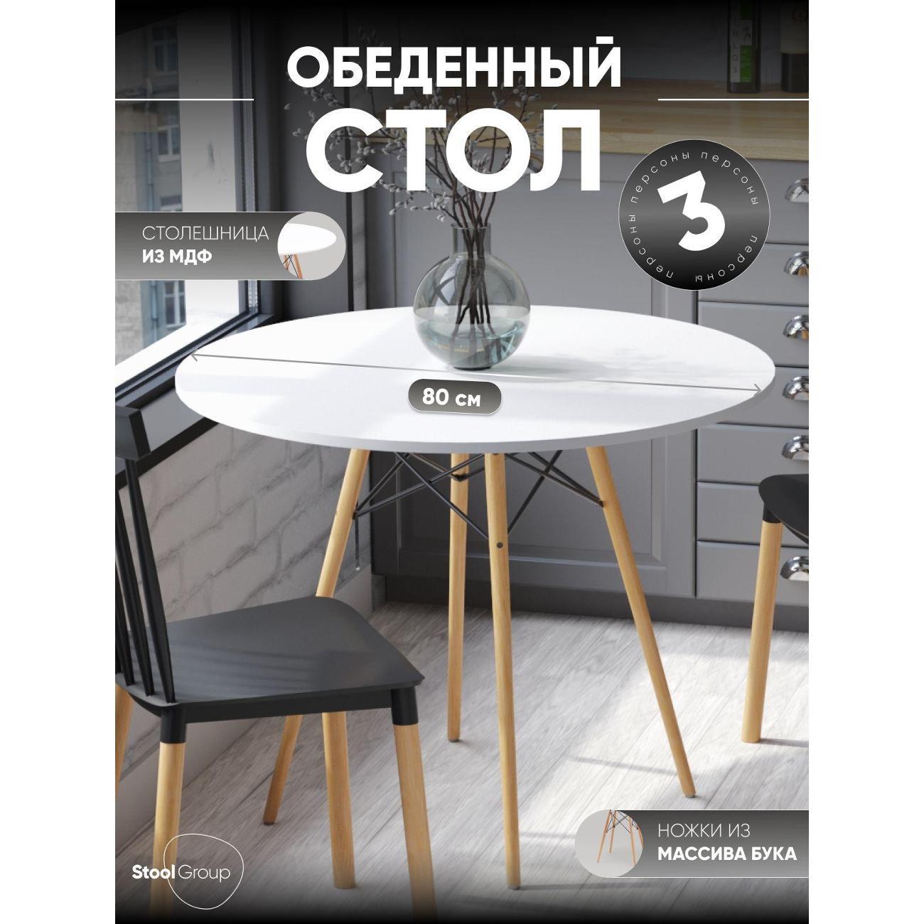 Стол обеденный Stool Group круглый EAMES DSW NEW D80, белый