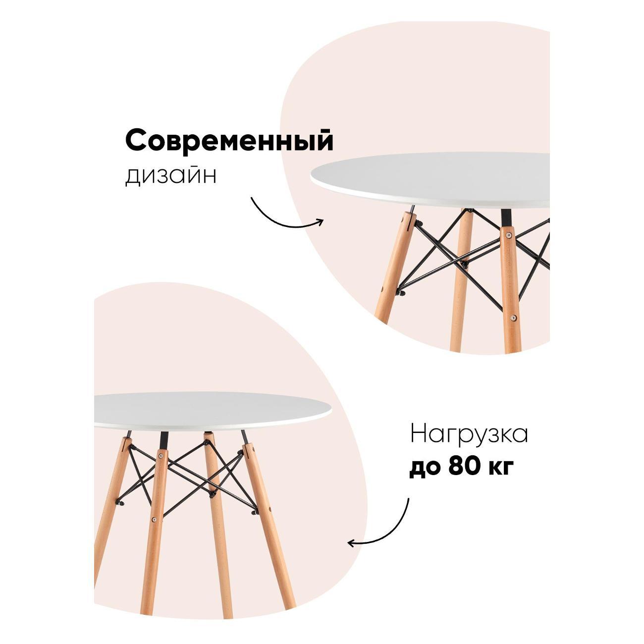 Стол обеденный Stool Group круглый EAMES DSW NEW D80, бежевый