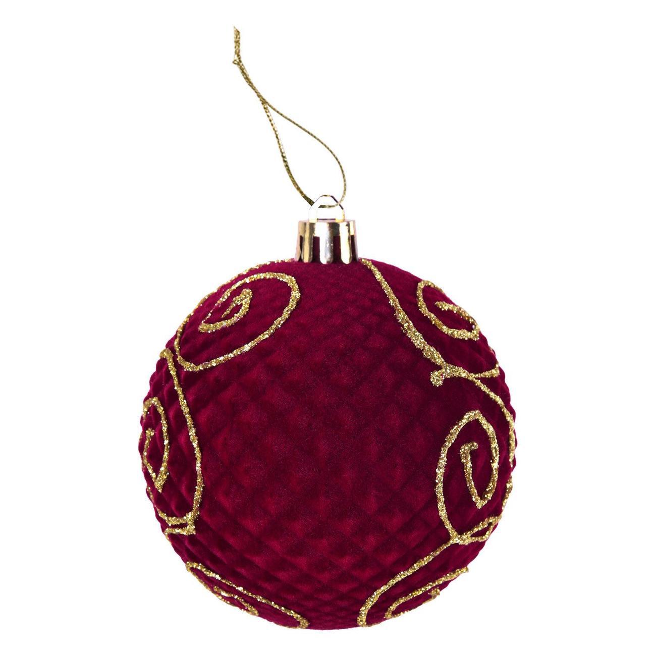 Набор новогодних украшений, игрушек Золотая сказка Burgundy Charm 6шт 8см софт тач