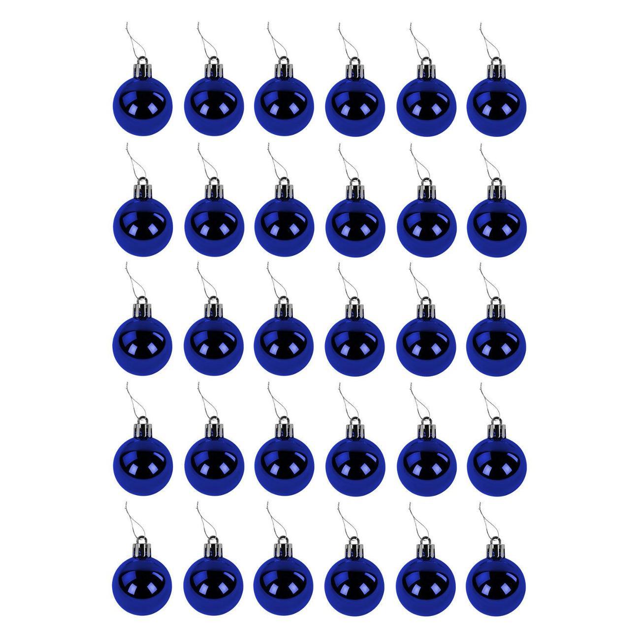 Набор новогодних украшений, игрушек Золотая сказка Solid Color 30шт 4см синие