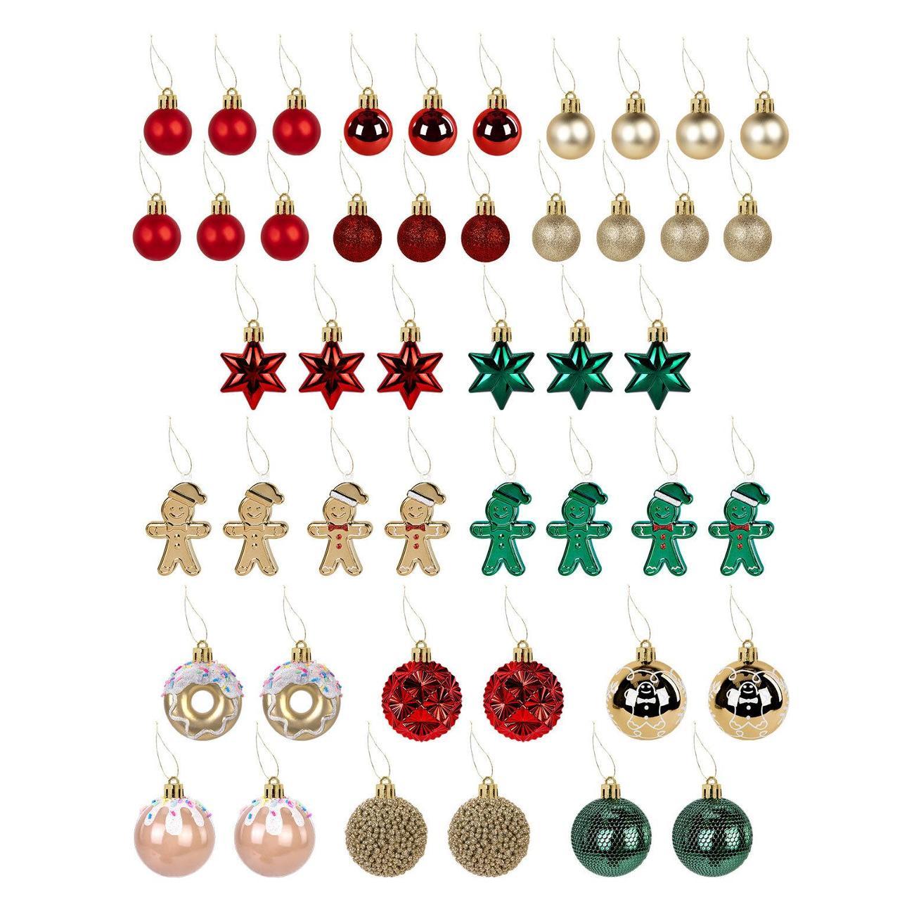 Набор новогодних украшений, игрушек Золотая сказка 42шт красный/беж/изумрудн