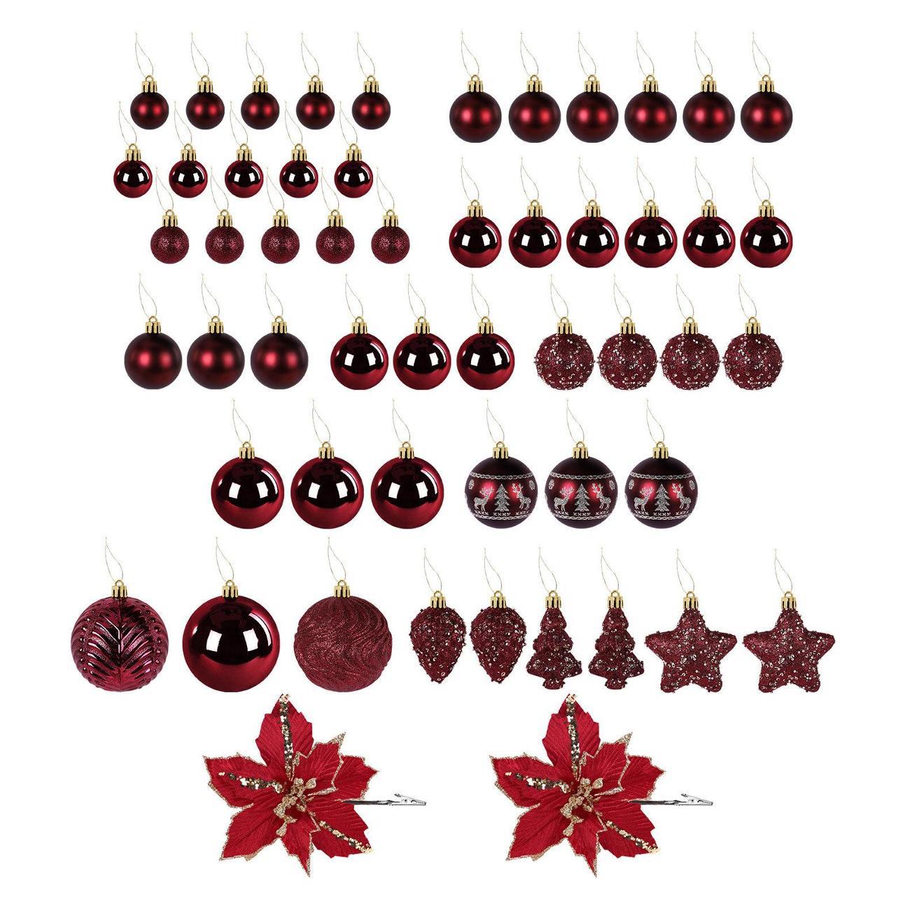 Набор новогодних украшений, игрушек Золотая сказка 54шт бордо