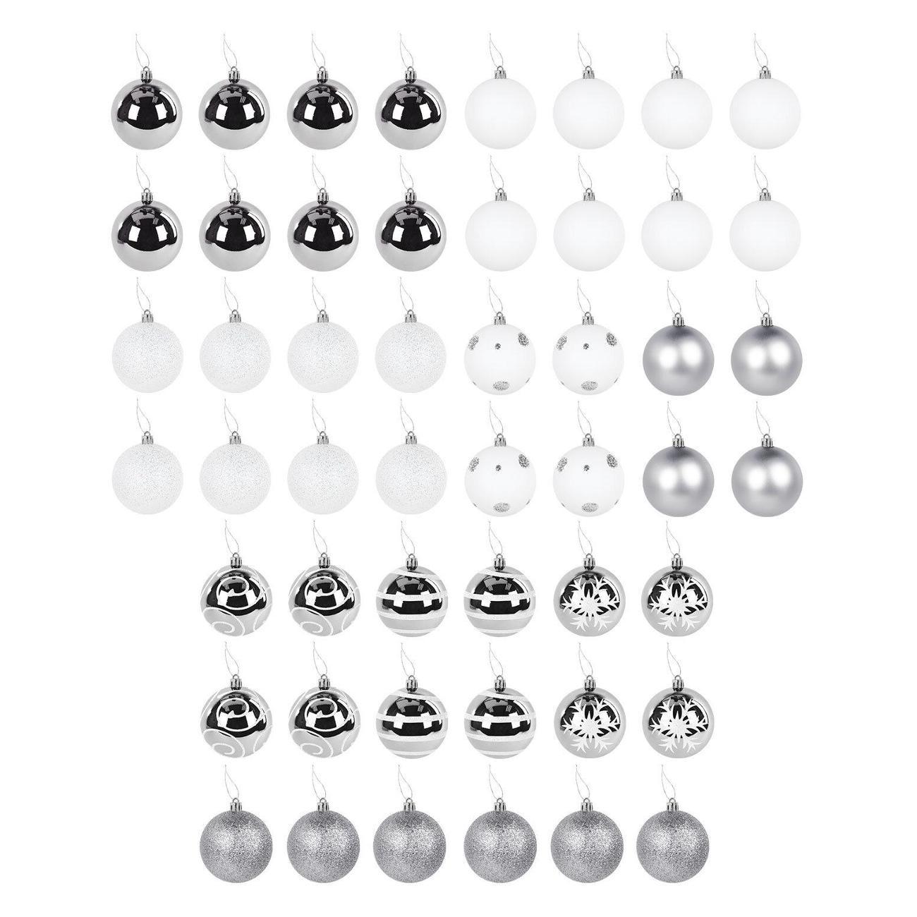 Набор новогодних украшений, игрушек Золотая сказка 50шт серебристый/бел