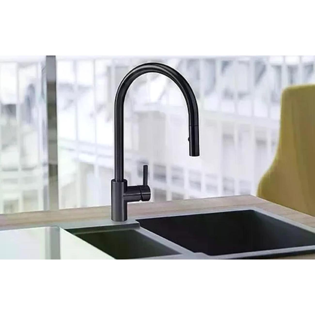 Смеситель Franke LINA с выдвижным шлангом, черный матовый