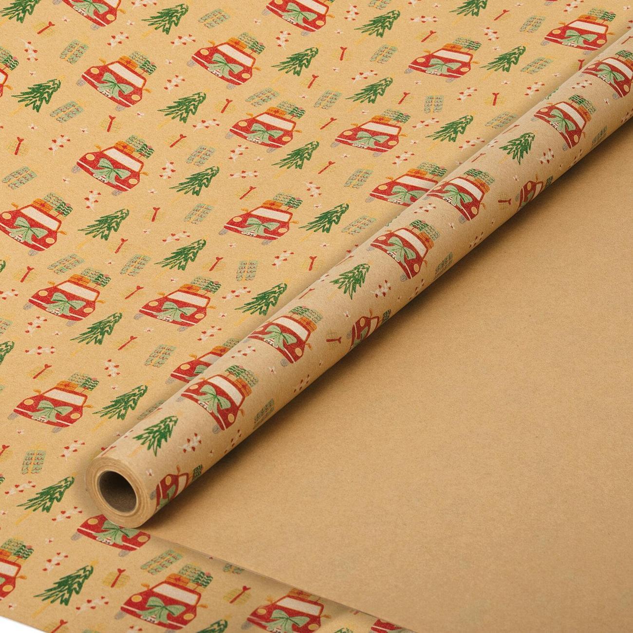 Бумага подарочная Золотая сказка крафт BIG SIZE НГ 0,7х10м Car