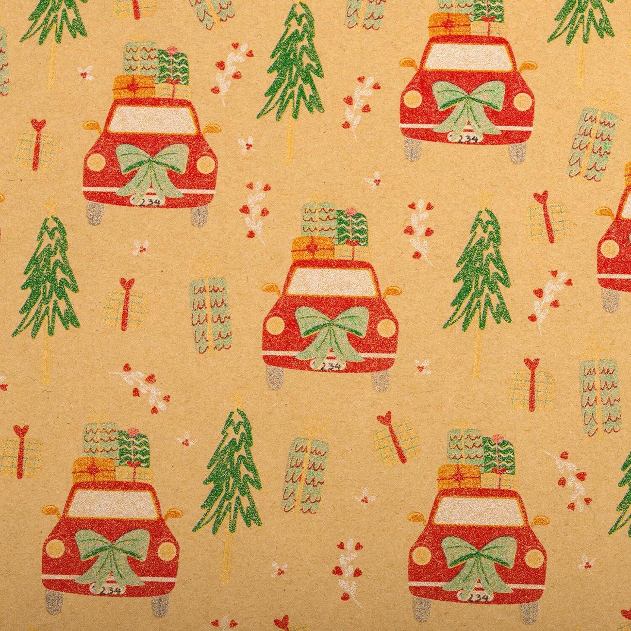 Бумага подарочная Золотая сказка крафт BIG SIZE НГ 0,7х10м Car