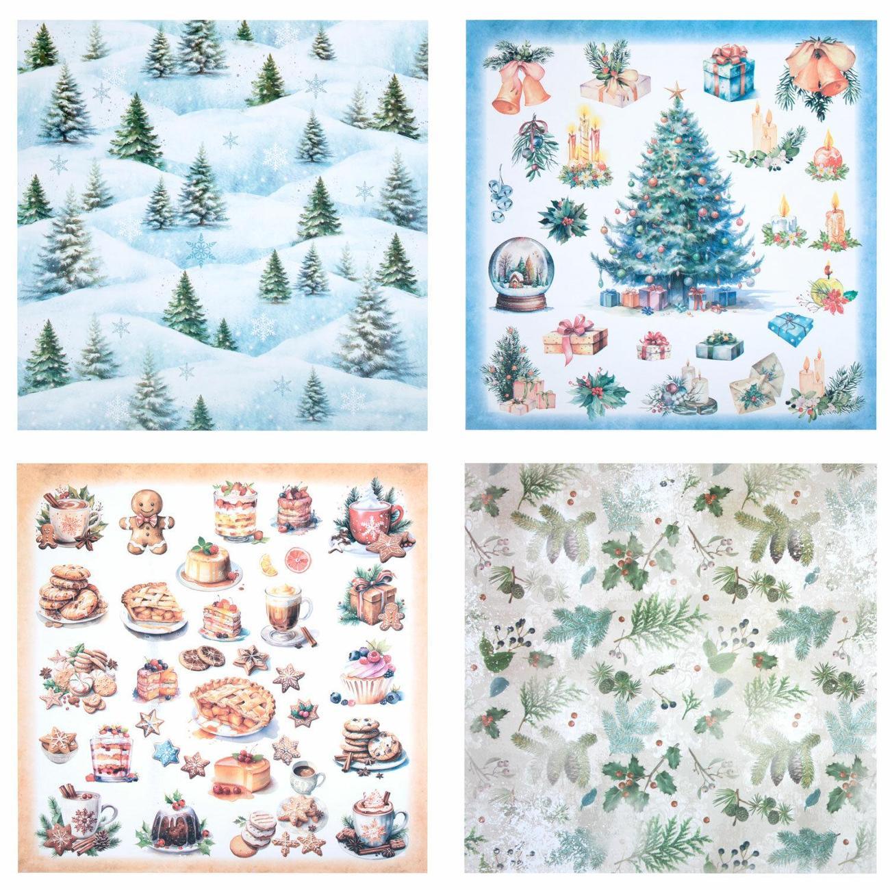 Бумага для рукоделия Остров сокровищ 30x30см 12л Новогодняя