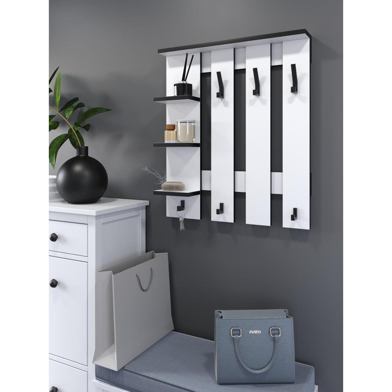 Вешалка настенная MSmebel Вешалка настенная БЕЛАЯ С ЧЕРНОЙ КРОМКОЙ