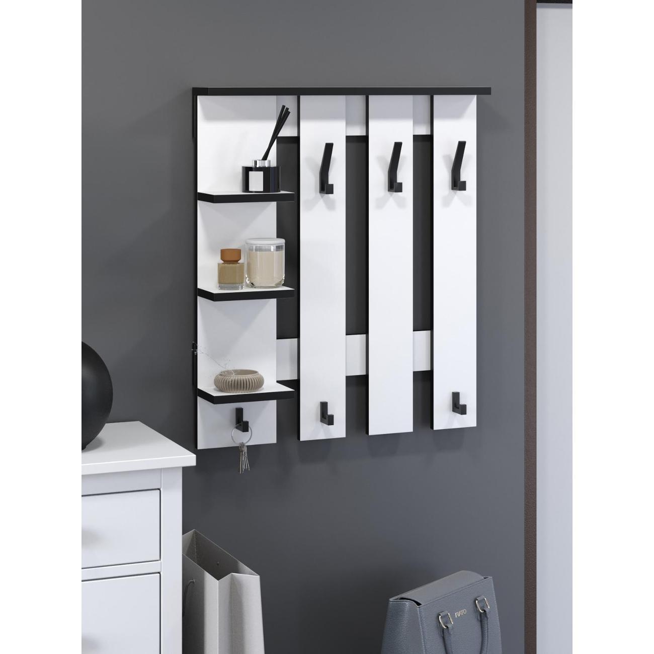 Вешалка настенная MSmebel Вешалка настенная БЕЛАЯ С ЧЕРНОЙ КРОМКОЙ