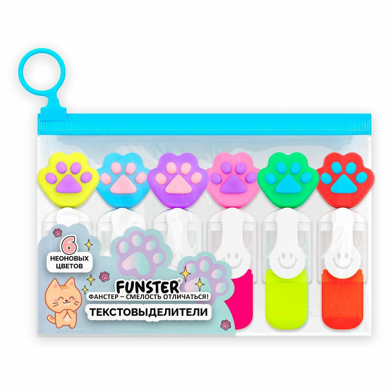 Текстовыделитель Brauberg Funster Лапки Неон 6 Цветов