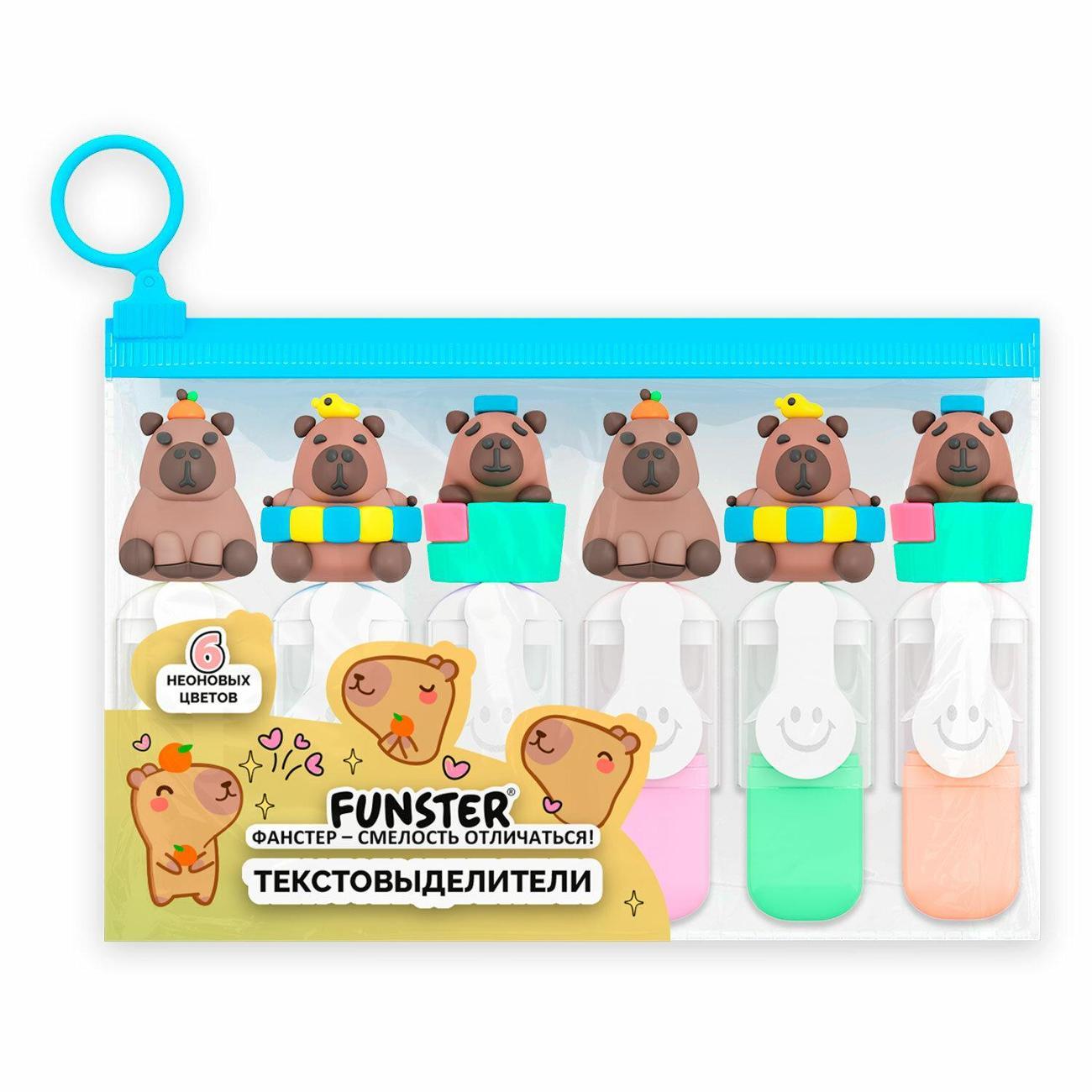 Текстовыделитель Brauberg Funster Капибары Неон 6 Цветов