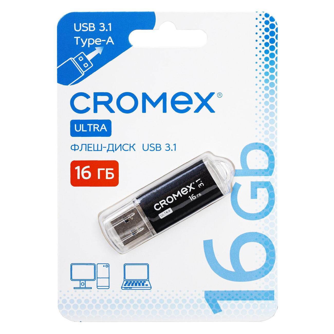 Карта памяти CROMEX 16GB Ultra USB 3.1, черный, 514162