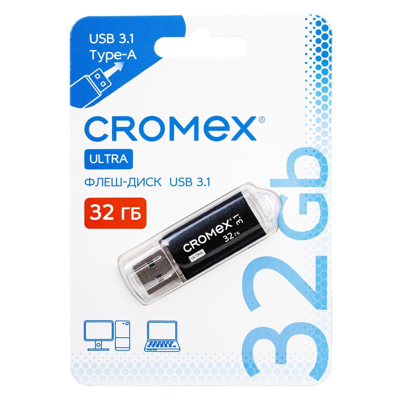 Карта памяти CROMEX 32GB Ultra USB 3.1, черный, 514163