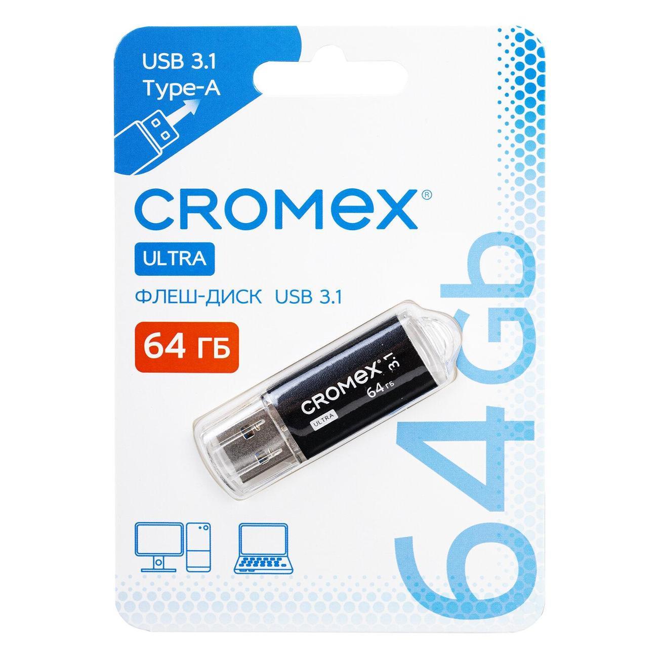Карта памяти CROMEX 64GB Ultra USB 3.1, черный, 514164