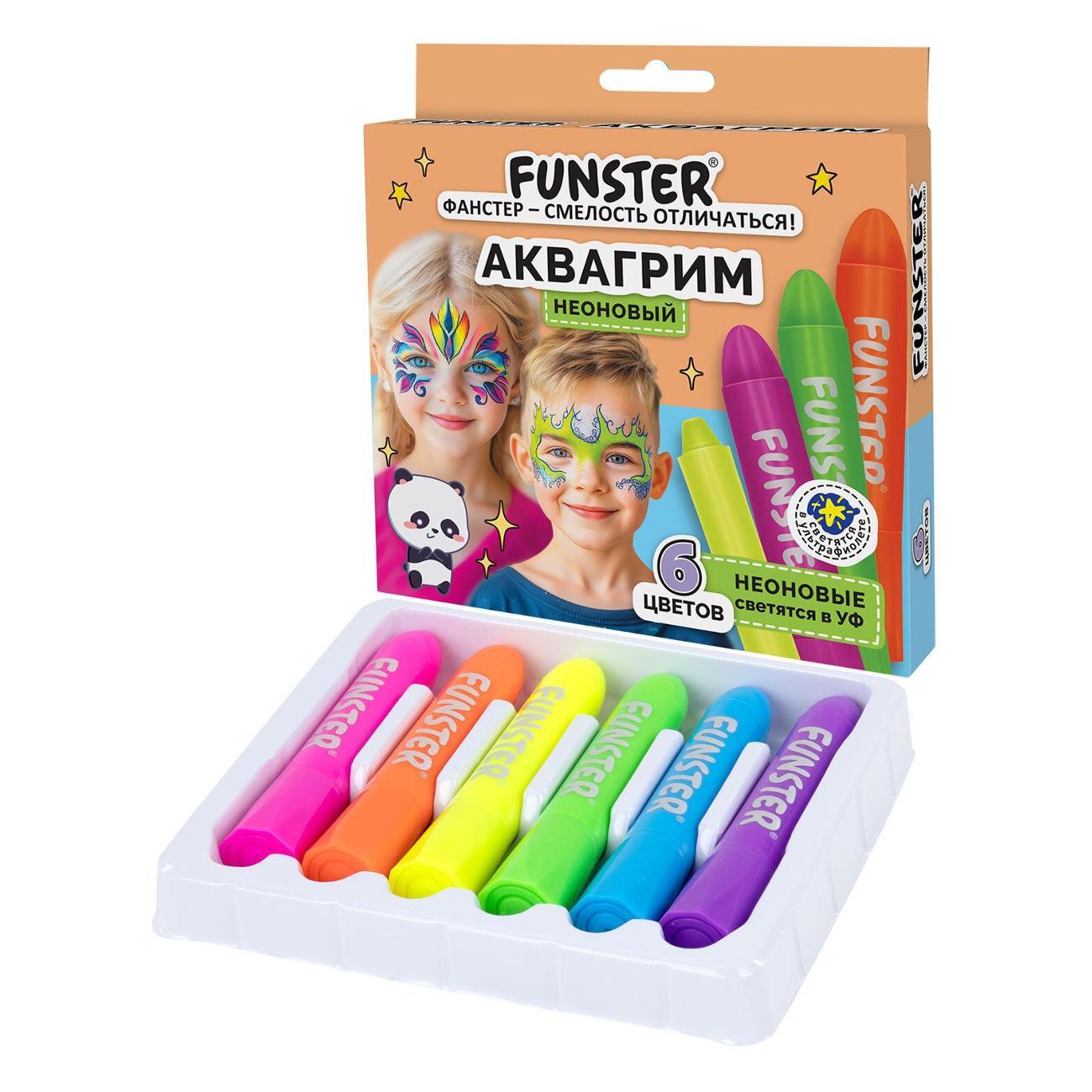 Грим FUNSTER 6 НЕОНОВЫХ цветов легко смываются, 192573