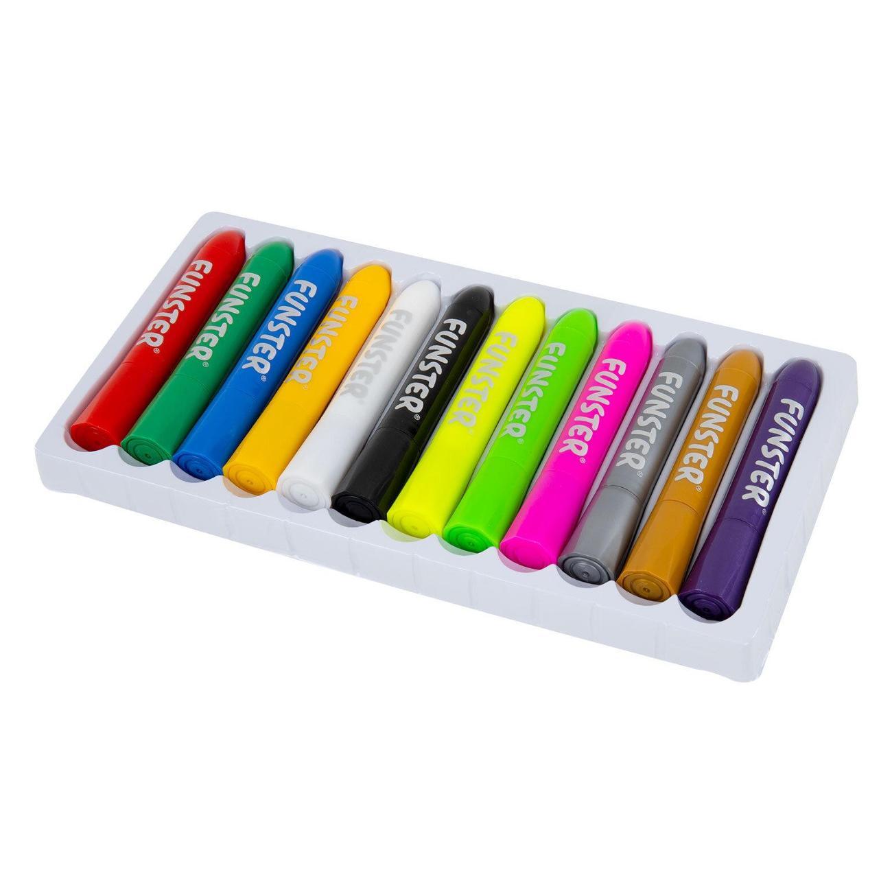 Грим FUNSTER 12 цветов (6 классических+3 неон+3 метал), 10 тр