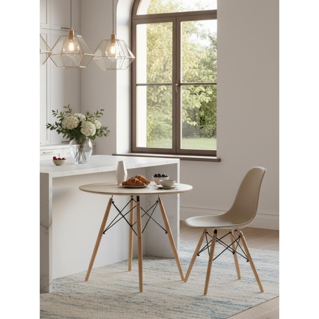 Стул Stool Group для кухни обеденный DSW Style V бежевый, разборный фрейм (комплект 4 стула)