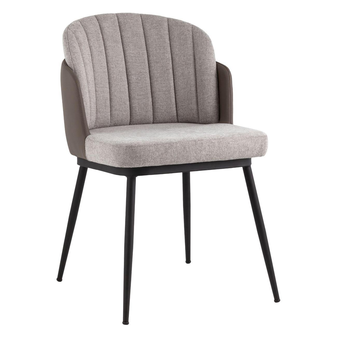 Стул Stool Group для кухни обеденный Пенелопа, рогожка серый с серой экокожей