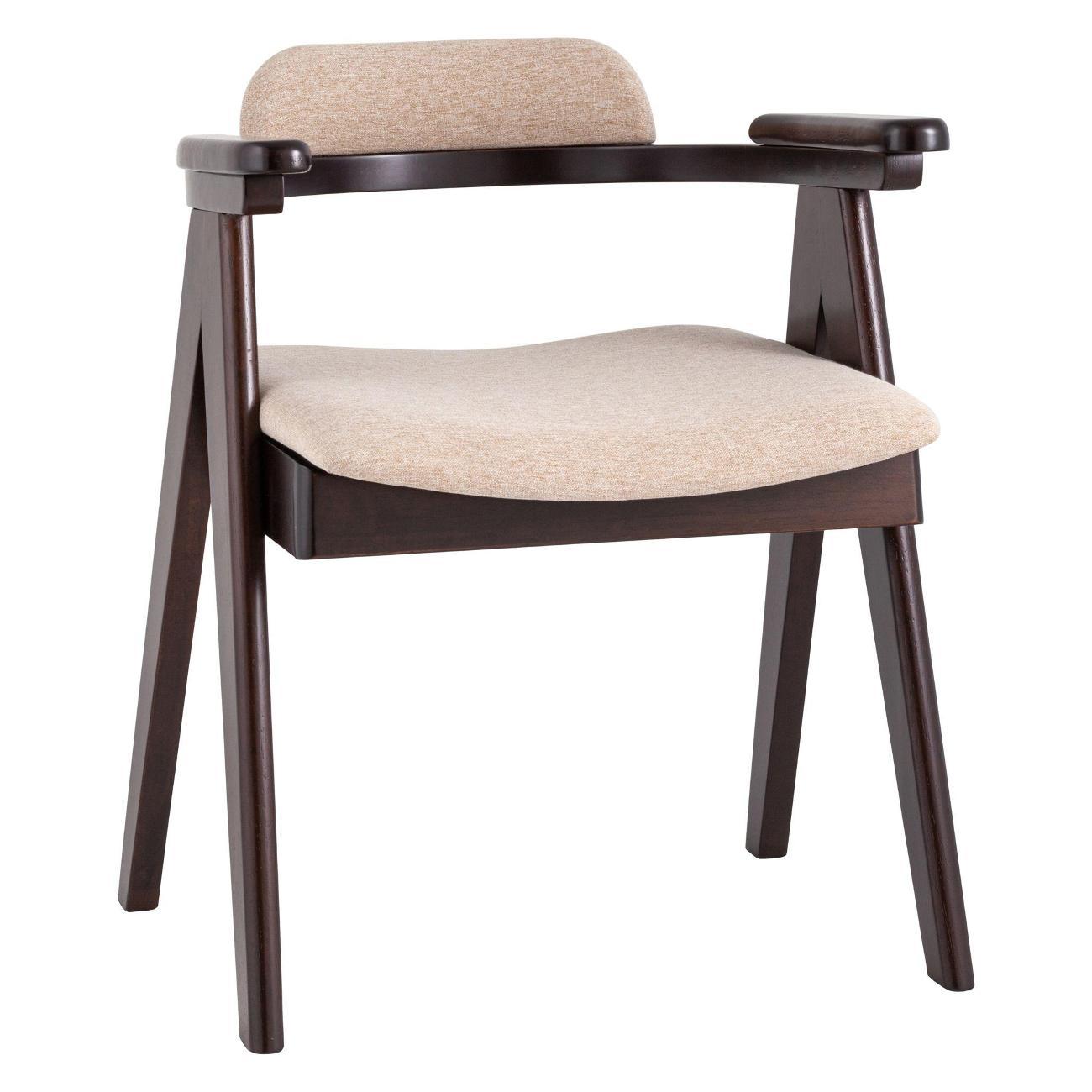 Стул Stool Group для кухни обеденный OLAV, массив гевеи (эспрессо), мягкое сидение, бежевое (комплект 2 стула)